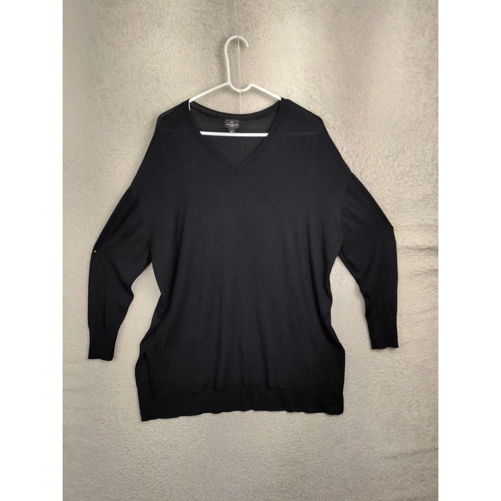 W Worthington Women Sweater 0X Black Rayon Blend Long Sleeve V Neck Pullover